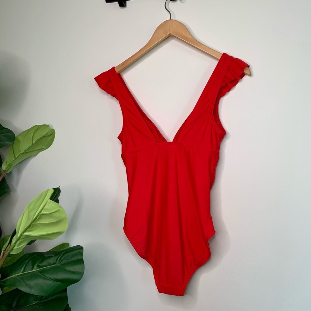 Kona Sol Ruffle Shoulder High Coverage Swimsuit - Picture 12 of 15